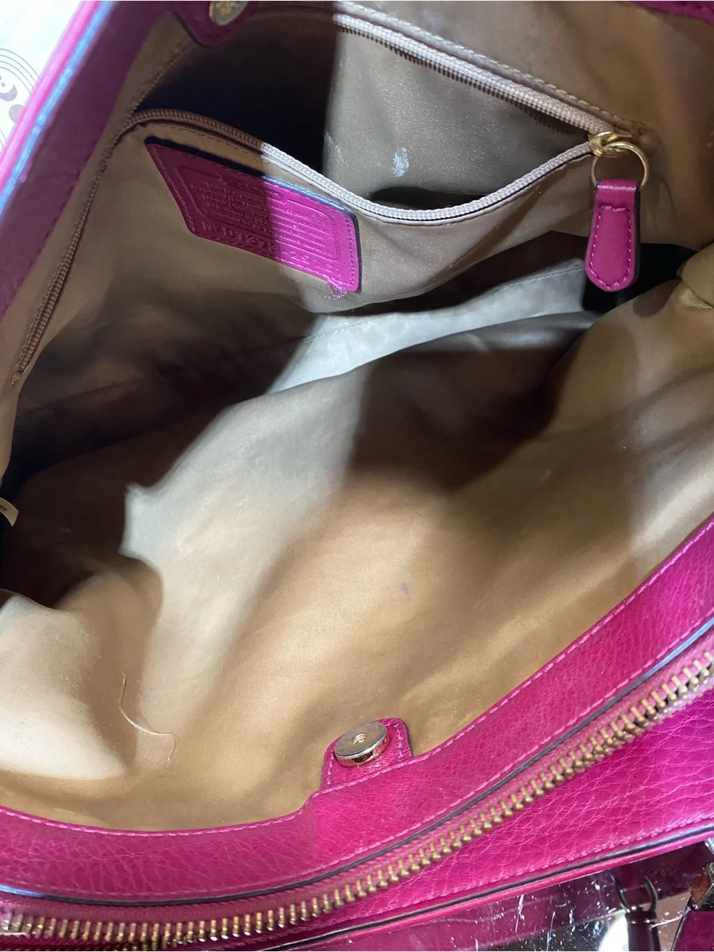 Coach Pebbled Leather Shoulder Bag - Magenta with Gold Hardware
